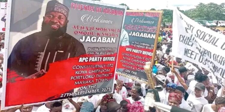 Jagaban Inaugurates First APC Party Office in Masiaka After 30 Years