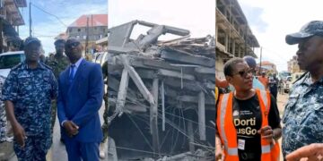 Mayor Aki-Sawyerr, Senior Government Officials Visit Scene of Kissy Road Building Collapse