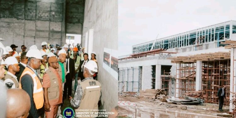 President Bio Inspects Ongoing Construction of ECOWAS International Conference Centre in Lungi