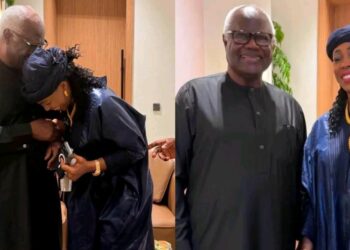First Lady Fatima Bio Shares Warm Moment with Former President Koroma Ahead of ECOWAS Summit