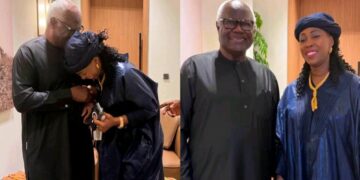 First Lady Fatima Bio Shares Warm Moment with Former President Koroma Ahead of ECOWAS Summit