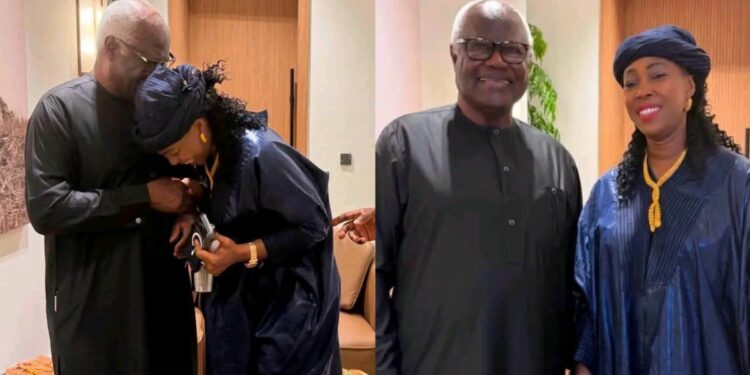 First Lady Fatima Bio Shares Warm Moment with Former President Koroma Ahead of ECOWAS Summit
