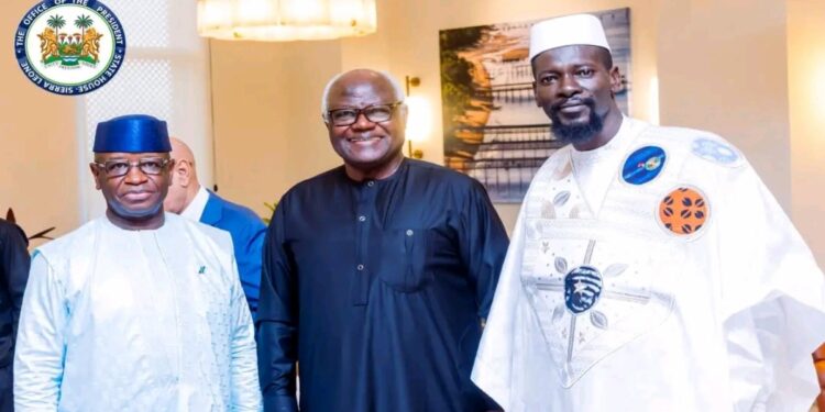 President Bio, Former President Koroma and Guinean President Share Moment at Historic ECOWAS Summit 